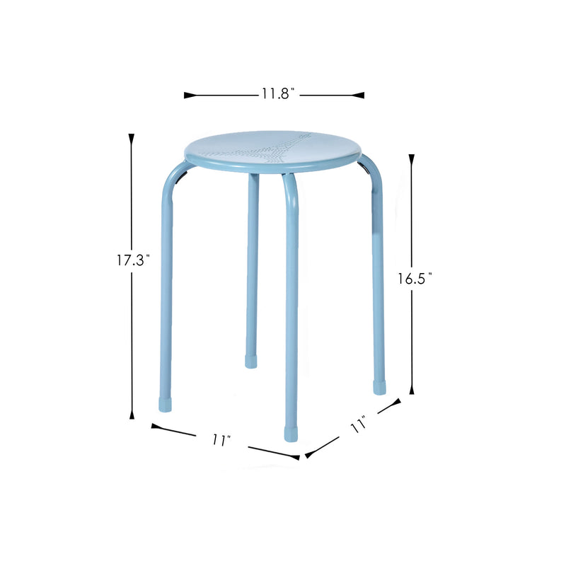 Set of 10 Eiffel Metal Stools – Stackable & Durable (Apricot, Blue, Grey)