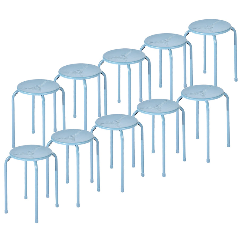 Set of 10 Eiffel Metal Stools – Stackable & Durable (Apricot, Blue, Grey)