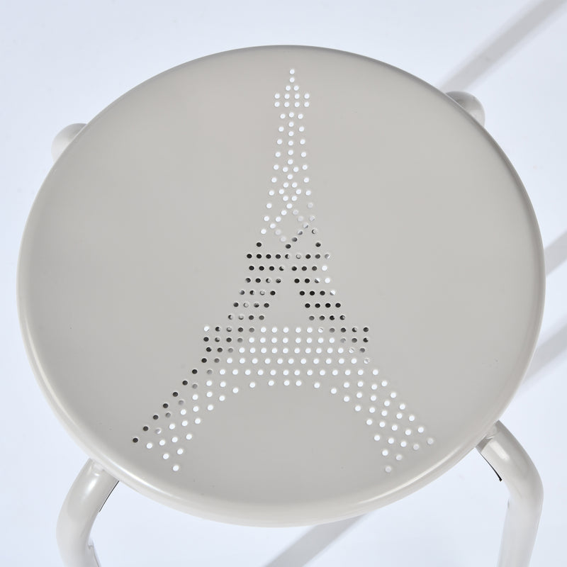 Set of 10 Eiffel Metal Stools – Stackable & Durable (Apricot, Blue, Grey)