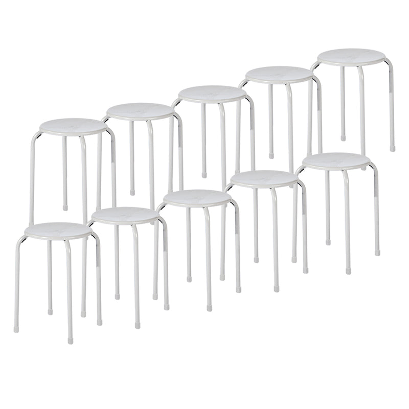 Set of 10 Eiffel Metal Stools – Stackable & Durable (Apricot, Blue, Grey)