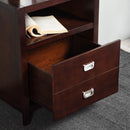 Modern Nightstand End Table – Solid Wood Legs, Open Storage & Deep Drawer (Brown)