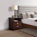 Modern Nightstand End Table – Solid Wood Legs, Open Storage & Deep Drawer (Brown)