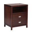 Modern Nightstand End Table – Solid Wood Legs, Open Storage & Deep Drawer (Brown)