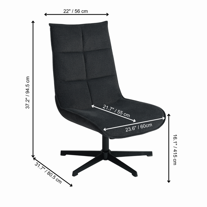 Lucks Fabric Swivel Accent Chair – Grey