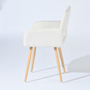 Set of 2 Modern BEIGE LIGHT LEG/SUEDE BROWN Fabric Armchair with Metal Legs in Wood Finish