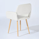 Set of 2 Modern BEIGE LIGHT LEG/SUEDE BROWN Fabric Armchair with Metal Legs in Wood Finish