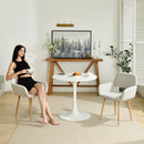 Set of 2 Modern BEIGE LIGHT LEG/SUEDE BROWN Fabric Armchair with Metal Legs in Wood Finish