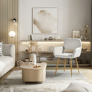 Set of 2 Modern BEIGE LIGHT LEG/SUEDE BROWN Fabric Armchair with Metal Legs in Wood Finish