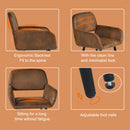 Set of 2 Modern BEIGE LIGHT LEG/SUEDE BROWN Fabric Armchair with Metal Legs in Wood Finish