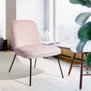 Set of 2 Modern Pink Velvet Accent Chair – Comfortable Cushioned Seat with Stylish Black Legs