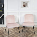 Set of 2 Modern Pink Velvet Accent Chair – Comfortable Cushioned Seat with Stylish Black Legs