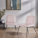 Set of 2 Modern Pink Velvet Accent Chair – Comfortable Cushioned Seat with Stylish Black Legs