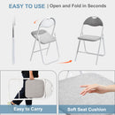 Set of 4 Foldable Grey Fabric Chair Set – GREY/PINK/BROWN