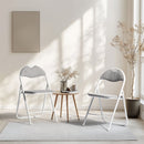 Set of 4 Foldable Grey Fabric Chair Set – GREY/PINK/BROWN