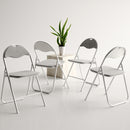 Set of 4 Foldable Grey Fabric Chair Set – GREY/PINK/BROWN