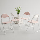 Set of 4 Foldable Grey Fabric Chair Set – GREY/PINK/BROWN