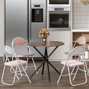 Set of 4 Foldable Grey Fabric Chair Set – GREY/PINK/BROWN