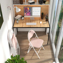 Set of 4 Foldable Grey Fabric Chair Set – GREY/PINK/BROWN