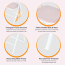 Set of 4 Foldable Grey Fabric Chair Set – GREY/PINK/BROWN