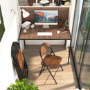 Set of 4 Foldable Grey Fabric Chair Set – GREY/PINK/BROWN