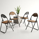 Set of 4 Foldable Grey Fabric Chair Set – GREY/PINK/BROWN