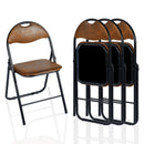 Set of 4 Foldable Grey Fabric Chair Set – GREY/PINK/BROWN