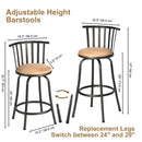 Adjustable 24/29In Height Barstools - Set of 2, Swivel, Comfortable Cushion Seat