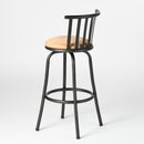 Set of 3 Adjustable Height Barstools with 360° Swiveling Seat – Black Metal Frame with Beige Cushioned Seat