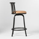 Adjustable 24/29In  Height Barstools - Elegant Metal Backrest & Comfortable Padded Seat