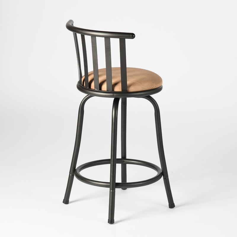 Adjustable 24/29In  Height Barstools - Elegant Metal Backrest & Comfortable Padded Seat