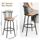 29" Set of 3 Swivel Bar Stools – Elegant Metal Backrest & Comfortable Padded Seat