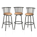29" Set of 3 Swivel Bar Stools – Elegant Metal Backrest & Comfortable Padded Seat