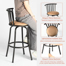 Set of 3 Adjustable Height Barstools with 360° Swiveling Seat – Black Metal Frame with Beige Cushioned Seat