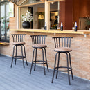 29" Set of 3 Swivel Bar Stools – Elegant Metal Backrest & Comfortable Padded Seat