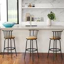 29" Set of 3 Swivel Bar Stools – Elegant Metal Backrest & Comfortable Padded Seat