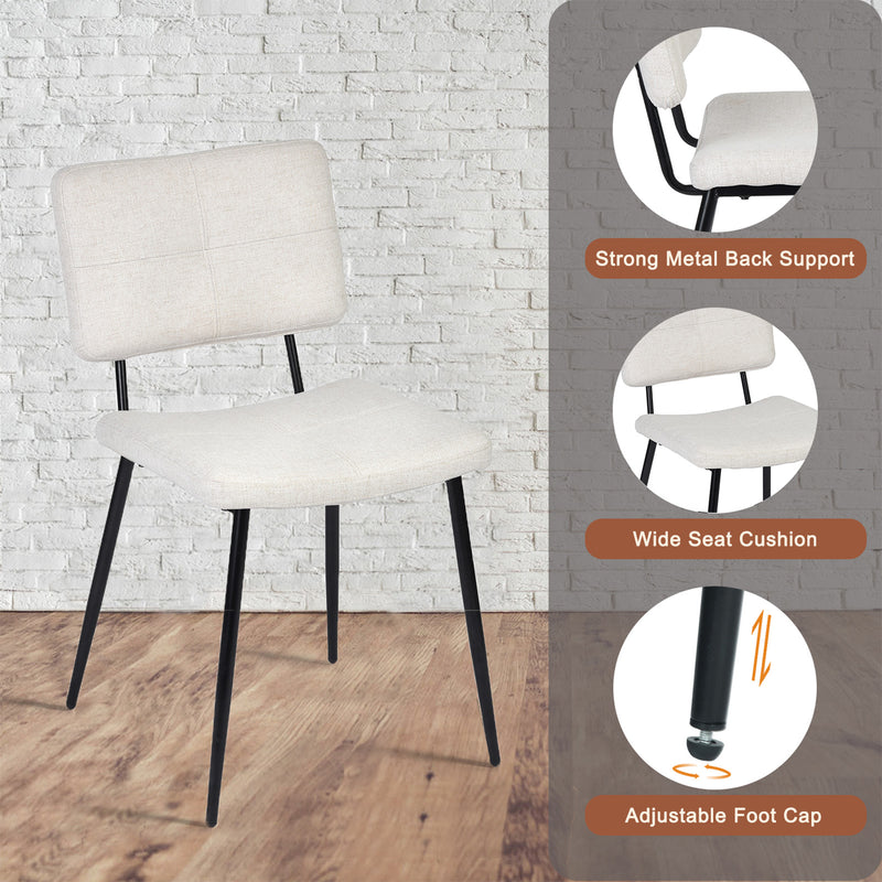 Modern 5-Piece Dining Set with Beige Upholstered Chairs