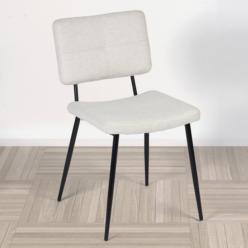 Modern 5-Piece Dining Set with Beige Upholstered Chairs