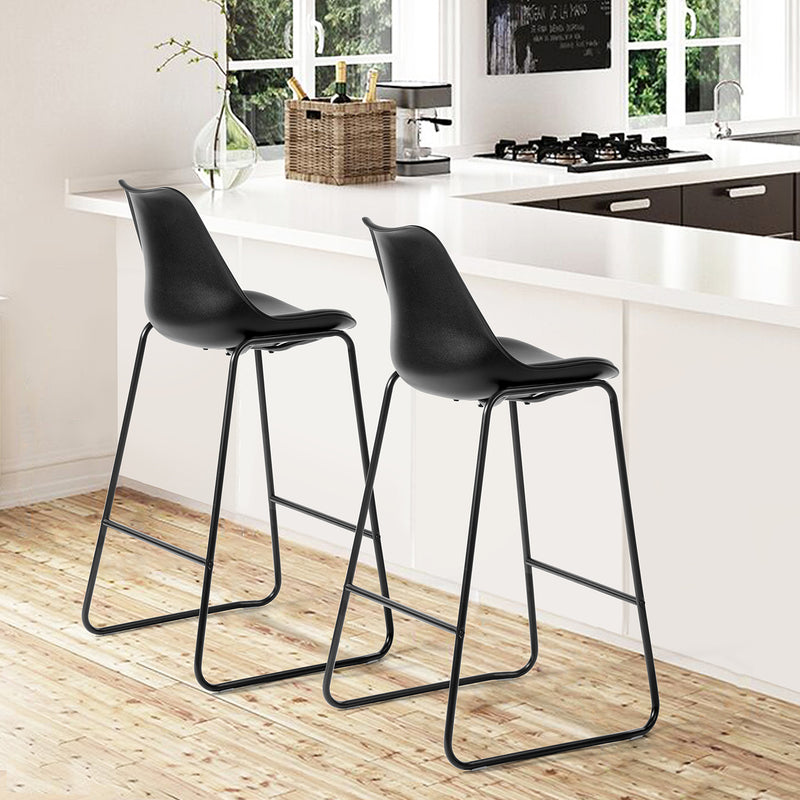 28" Counter Bar Stools Set of 2 with Back and Footrest, Faux leather Upholstered, Gray
