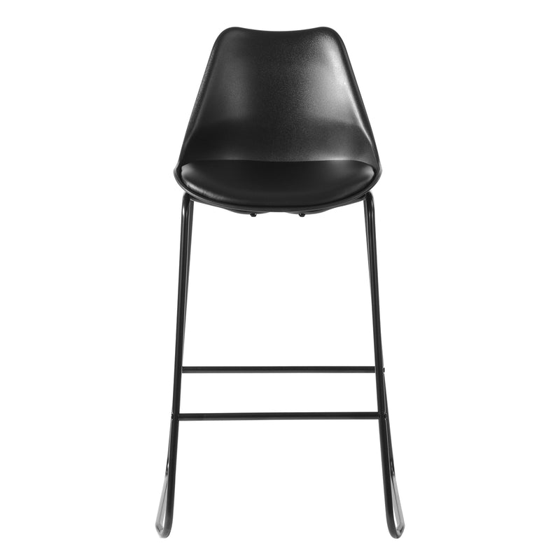 28" Counter Bar Stools Set of 2 with Back and Footrest, Faux leather Upholstered, Gray