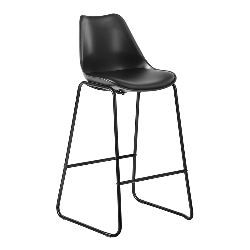 28" Counter Bar Stools Set of 2 with Back and Footrest, Faux leather Upholstered, Gray