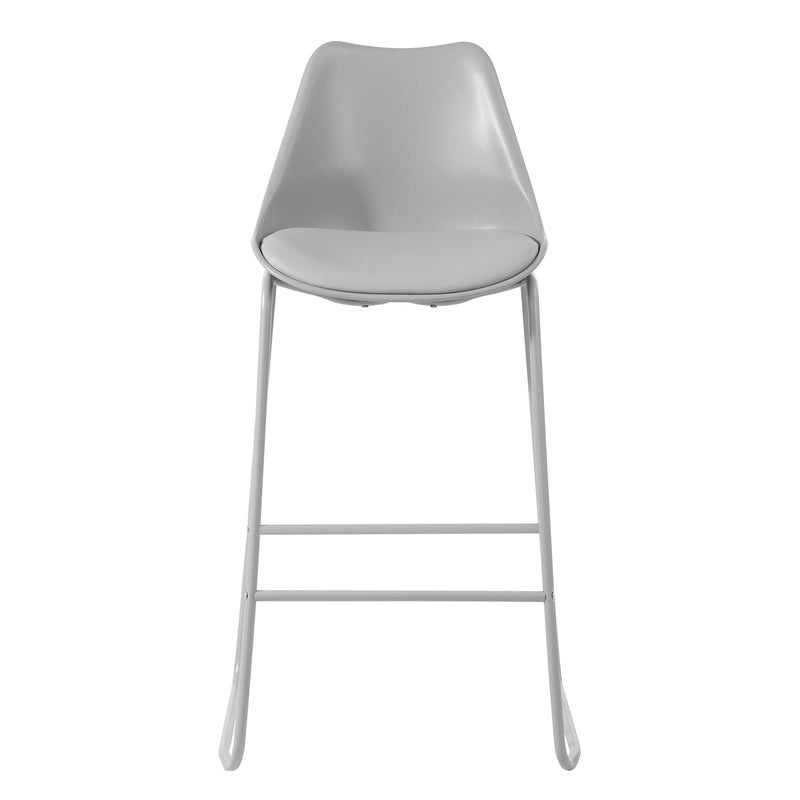 28" Counter Bar Stools Set of 2 with Back and Footrest, Faux leather Upholstered, Gray