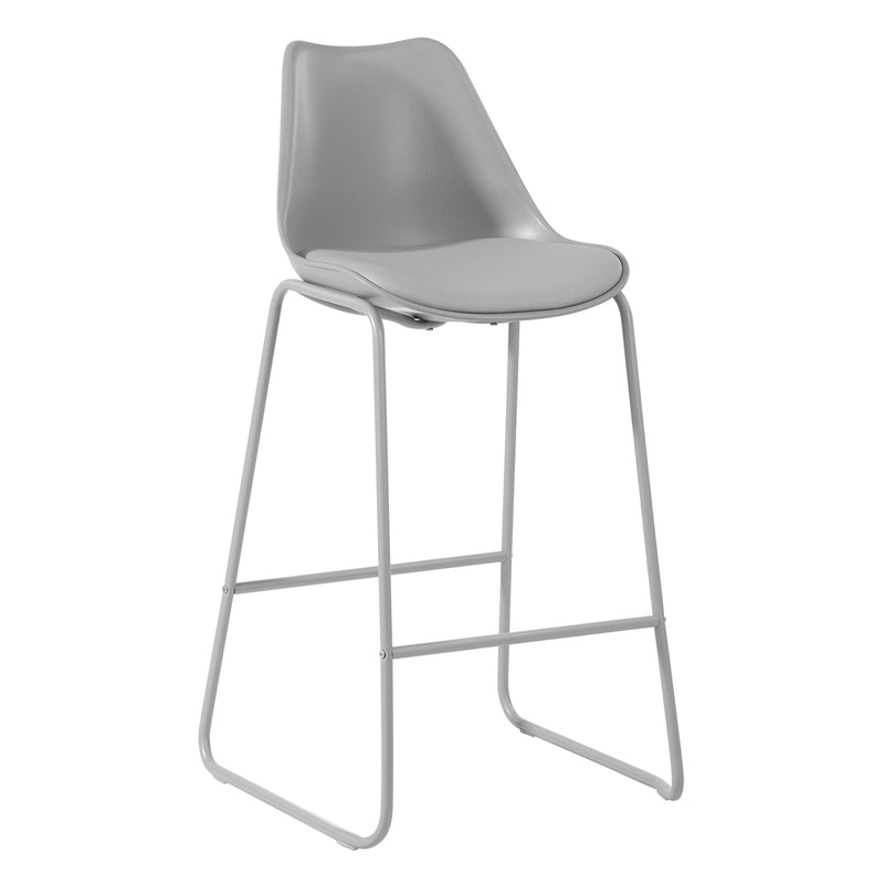 28" Counter Bar Stools Set of 2 with Back and Footrest, Faux leather Upholstered, Gray