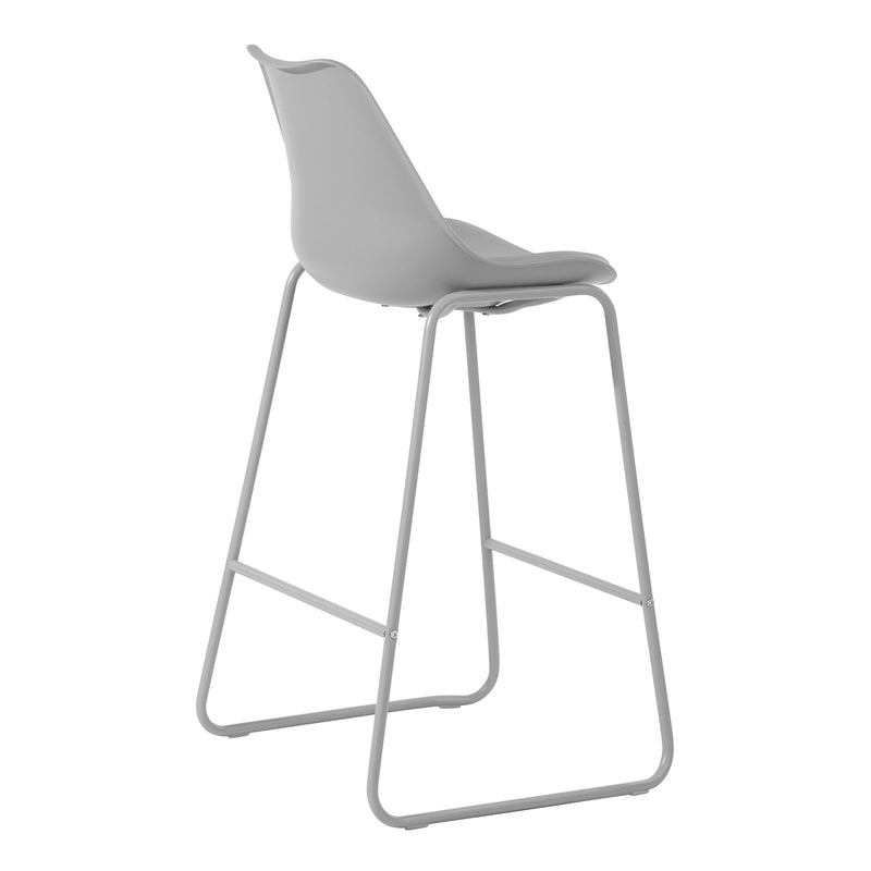 28" Counter Bar Stools Set of 2 with Back and Footrest, Faux leather Upholstered, Gray
