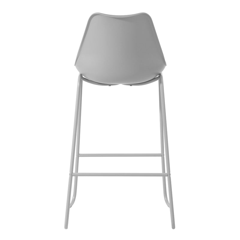 28" Counter Bar Stools Set of 2 with Back and Footrest, Faux leather Upholstered, Gray
