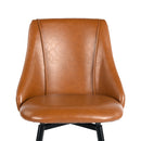 26.8 in Swivel Counter Height Bar Stools with Black Gold Legs (Set of 2)- Cognac PU Leather