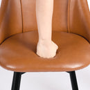 26.8 in Swivel Counter Height Bar Stools with Black Gold Legs (Set of 2)- Cognac PU Leather