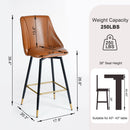 26.8 in Swivel Counter Height Bar Stools with Black Gold Legs (Set of 2)- Cognac PU Leather