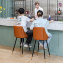 26.8 in Swivel Counter Height Bar Stools with Black Gold Legs (Set of 2)- Cognac PU Leather