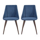 Set of 2 Dark Blue Upholstered Dining Chairs – Ergonomic Backrest, Rub-Resistant, Adjustable Feet Pads, Wooden Legs