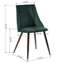 Set of 2 Green Velvet Dining Chairs